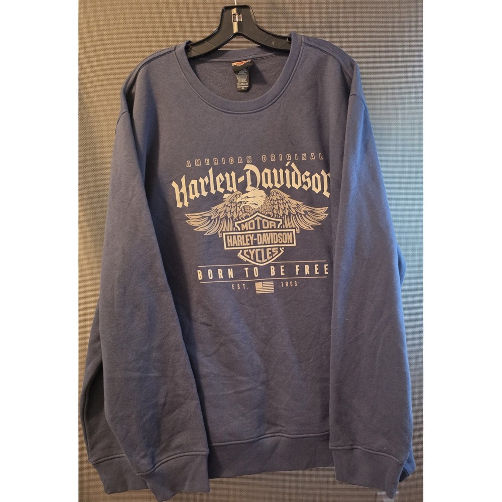 Harley-Davidson Women's 2X Blue Crewneck Sweatshirt Eagle Born to Be Free